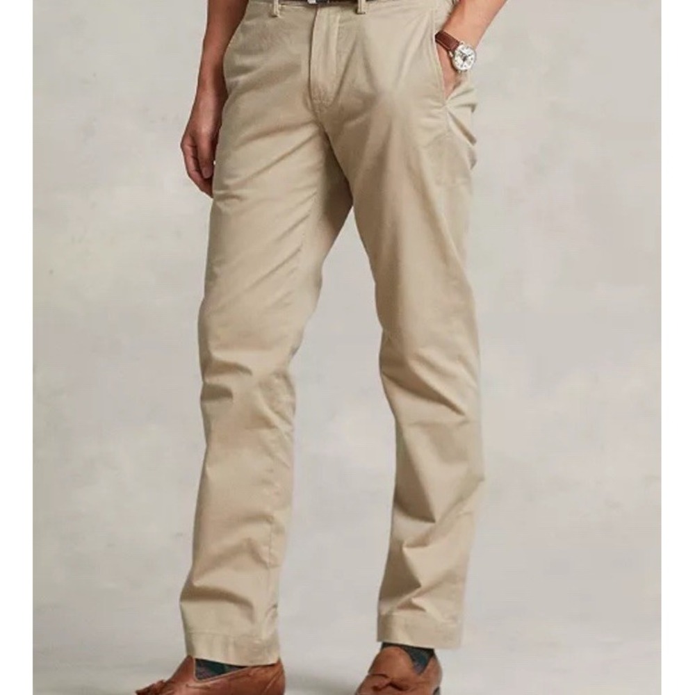 Mens Polo Ralph Lauren Stretch‎ Straight Fit Pants Chino Kakie 36x34 - Picture 11 of 11